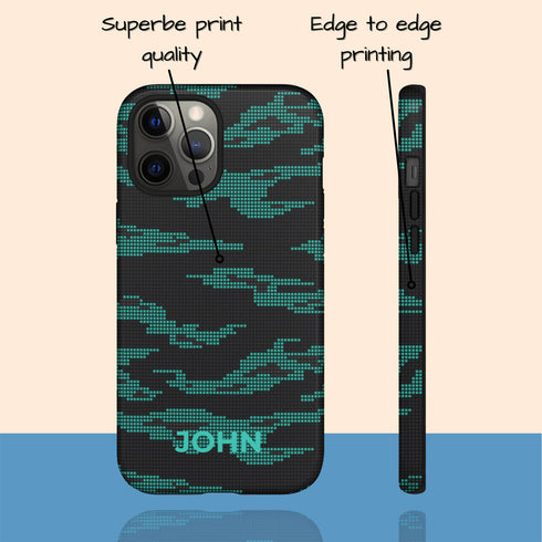 Digital Camo Custom Name Men's iPhone Case